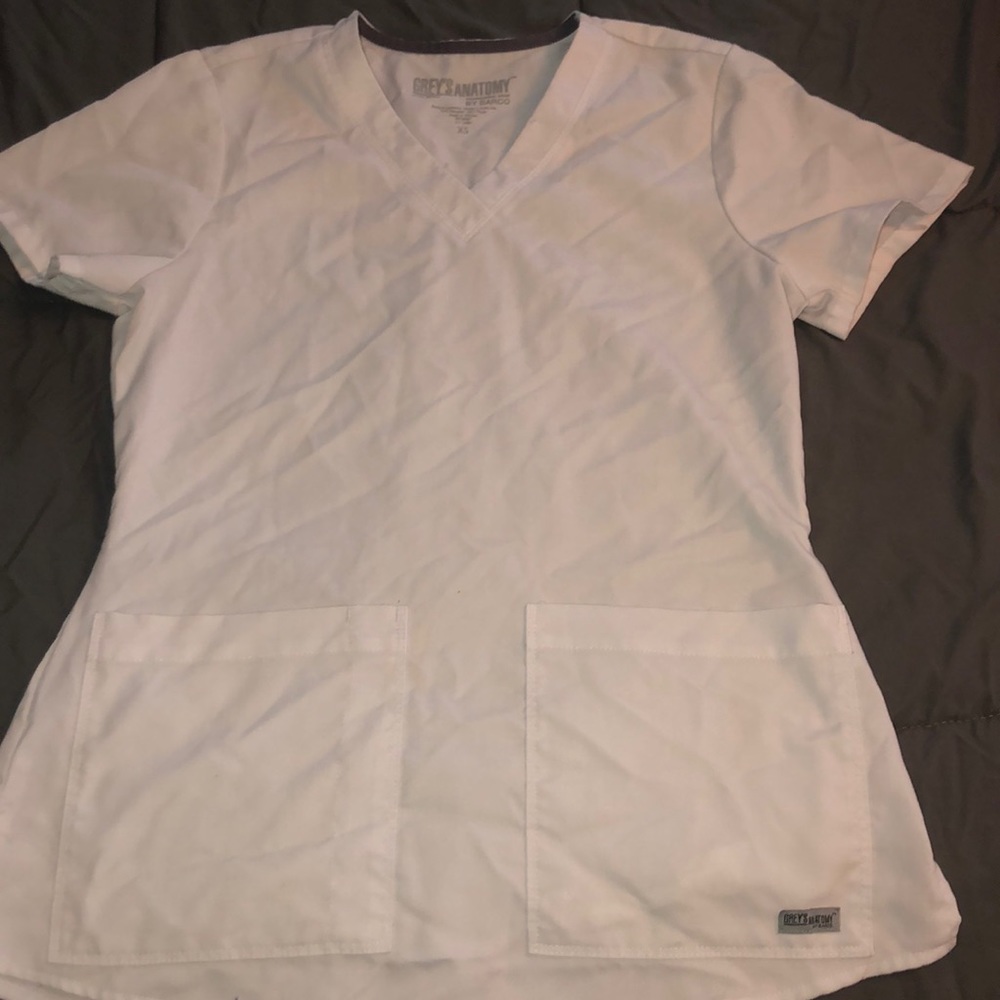 White scrub top